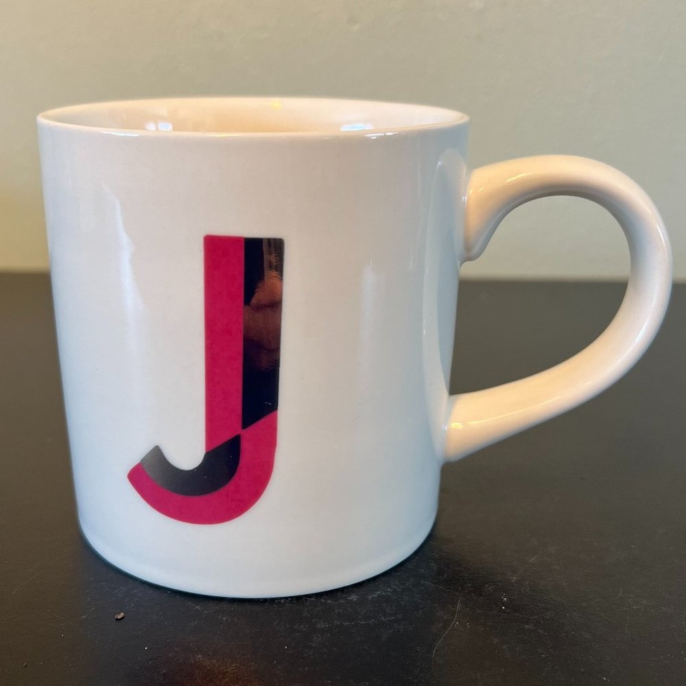 NWT OPALHOUSE Letter "J ” Monogram Initial Purple & Metallic Gold Ribbed Mug